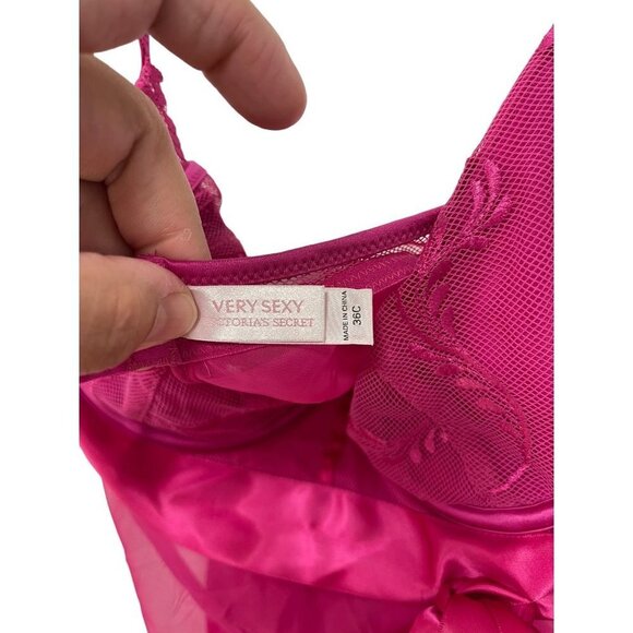 Vintage 05 Victoria's Secret Very Sexy 507344 Camisole Babydoll Pink Sheer 36C - Picture 6 of 7